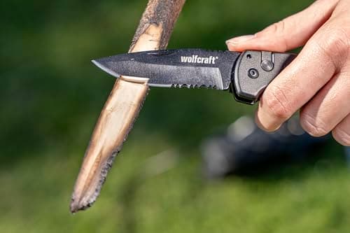 Wolfcraft Folding Knife with 75 mm Serrated Blade and Safety Lock — view 4