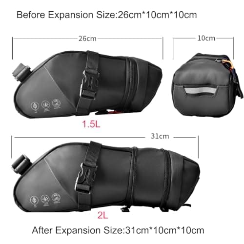 CCKOLE Bicycle Saddle Bag with Reflective, Waterproof, Expandable Large Capacity for Bike Storage, 24031001-2 — view 3