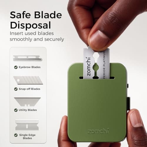 ZOMCHI Razor Blade Bank for Used Double Edge Blades, Olive Green — view 2