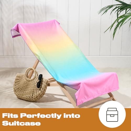 Dreamscene Large Beach Towel Ombre Print, Soft Quick-Dry Lightweight Microfibre Beach Towel For Adults & Kids Swimming Towel For Holiday Essentials, Multi-71x152cm — view 3