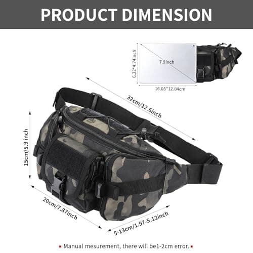 Huntvp Tactical Bumbag Waist Bag Military Waist Pack Bum Bags for Men and Women, Camo Bum Bag Belt Bags for Outdoors Walking Running Hiking Camping Climbing Trekking (Camo-l) — view 3