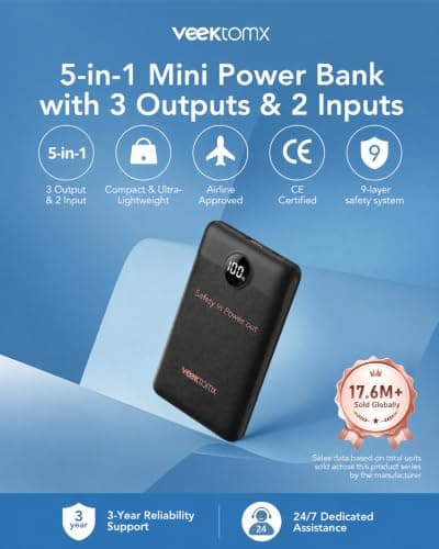 VEEKTOMX Power Bank Fast Charging 22.5W, 10000mAh USB C Portable Charger — view 2