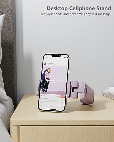 MiiKARE Portable Airplane Phone Holder-360° Rotation Phone Holder for Plane,Hands-Free Travel Essentials for Flying,Foldable Pocket-size Phone Stand Holiday Essentials Compatible iPhone&Android-Purple — view 4