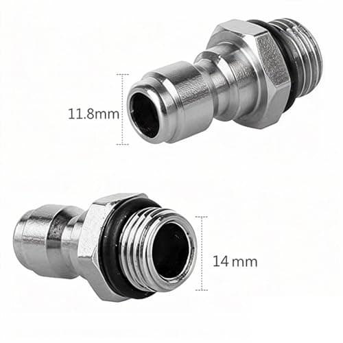 1/4'' Quick Release Connector, 14mm Male Thread to 1/4 inch Quick Release Adapter Pressure Washer Sprayer Snow Foam Lance Bottle Connecting Parts Stainless Steel Coupler — view 3