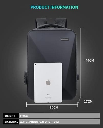 Flex Hard Shell Laptop Backpack Anti-Theft Business Bag with USB Port TSA Lock Waterproof Rucksack Improved SBS Zippers Padded Back and Belt Fits 16 Inch Laptop Lightweight Travel Bag Black — view 6