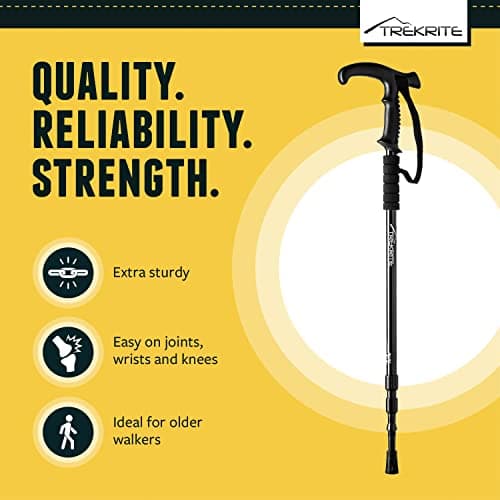 Trekrite Telescopic Walking/Hiking/Trekking Pole/Stick - Anti Shock T Handle Comfortable Unisex Suits all Ages (Single / 1pc) - UK Based Company — view 2