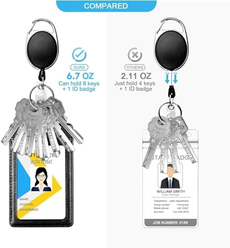 Teskyer 10 Pack Retractable Keychain, Retractable Lanyard, Badge Holder with Carabiner Belt Clip for ID Card and Keyring — view 2