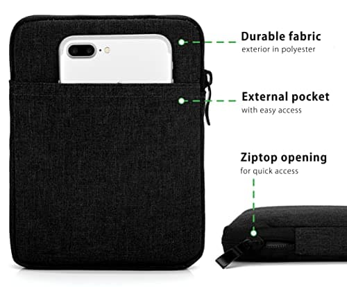 MyGadget Nylon Sleeve for Tablet up to 6,8 Inch - Padded Bag for 13,5 x 18 cm - e.g. Kindle Paperwhite 11th Generation - Travel Pouch in Black — view 3