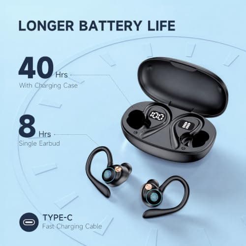 EUQQ Bluetooth 6.1 Sports Wireless Earbuds with EarHooks HiFi Stereo Sound — view 4