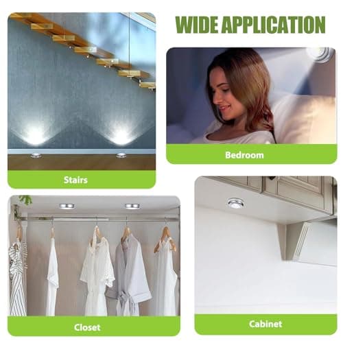 6 Pack Portable Stick on Wall Lights, Touch Control Battery Powered Push Lights, 70 Lumen Stick on Wireless LED Cabinet Light for Kitchen Closets Armoire Cabinets Counters Utility Room[Energy Class A] — view 6