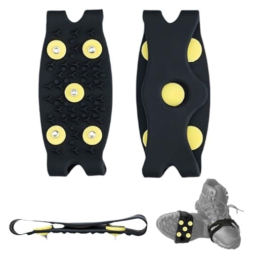 Kids Non Slip Ice Cleats for Shoes and Boots,Small Ice Snow Gripper Shoe/Boot Traction Cleats with 5 Spikes, Winter Outdoor Anti-Slip Crampons for Women Kids Walking, Climbing UK Size 2-6