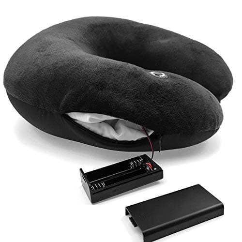 Hooshing Vibrating Neck Pillow Portable Travel Neck Pillow Massage, Black