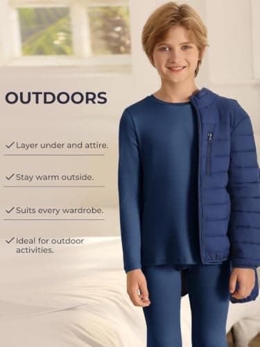 Haloumoning Boys Thermal Underwear Set Long Sleeve, Dark Blue, 13-14 Years — view 4
