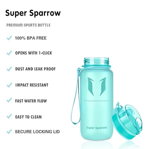 Super Sparrow Sports Water Bottle - 350ml - Non-Toxic BPA Free & Eco-Friendly Tritan Co-Polyester Plastic - For Running, Gym, Yoga, Outdoors and Camping — view 2