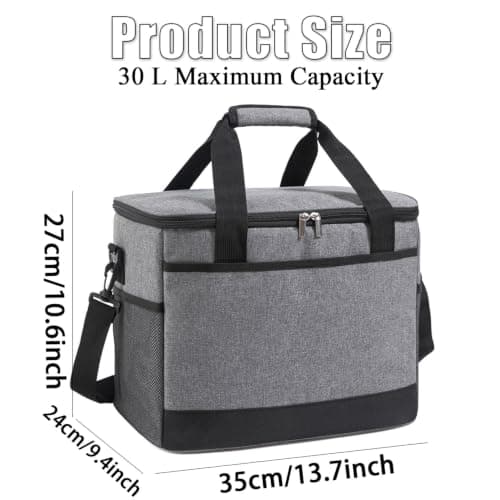 Cool Bag - 30 Litre Cool Box - Collapsible & Insulated Cooler Bag Lunch Bag Keep Warm & Cold, Leak-Proof, With Carriying Straps, Multiple Pockets -for Travel Camping Picnics BBQ Outdoor Activities — view 2