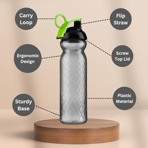 Homeshopa Sports Water Bottle, 680ml Non-Toxic BPA Free Flip Top Lid Plastic Bottle, Durable Leak Proof Drinking Bottle For Running, Gym, Fitness, Yoga, Outdoors and Camping (Pack of 3) — view 3