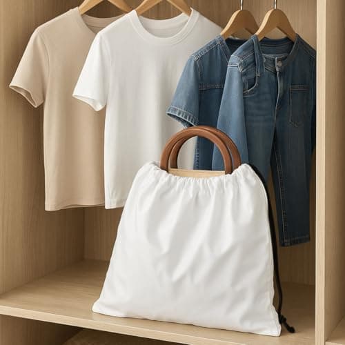 Lotsdonxia 2Pcs Premium Silk Dust Bags with UV Protection - Reusable Drawstring Storage Pouch for Handbags, Purses, Shoes Travel Accessories (50x40cm, White) — view 5