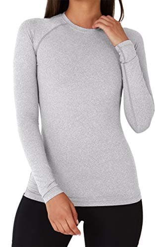 TCA Super Thermal Top Women - Ladies Thermal Vest - Thermals Womens - Ski Base Layer Women - Workout Tops for Cold Weather - Marl Grey, M