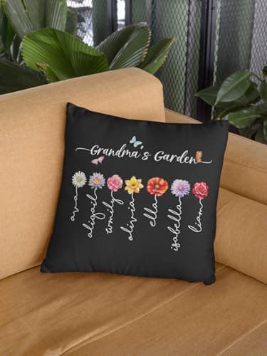 Varsany Personalised Grandma's Garden Ivory Cushion – Custom Granny Cushion, Grandma Pillow, Personalised Grandma Gifts, Customised Cushion for Grandma — view 2