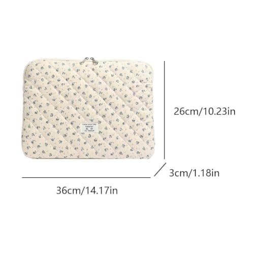 CHAMAIR Puffy Laptop Sleeve 13 Inch Cute Laptop Case Floral Quilted Laptop Sleeve Cute Aesthetic Cover Case 13'' 12'' (Blue 13in) — view 6