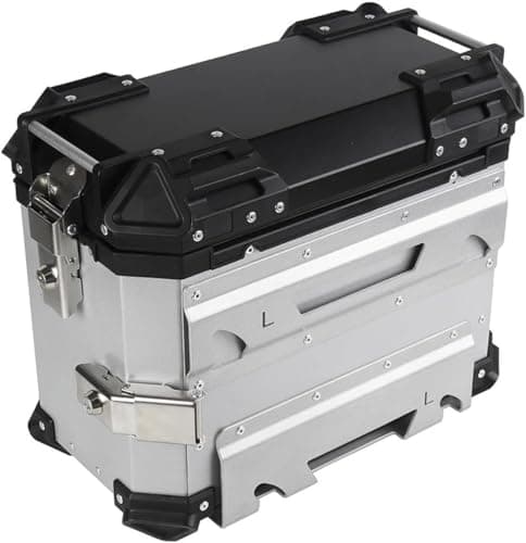 38L Motorcycle Aluminum Side Box, 1 Pair Silver Universal Panniers, Quick Release Waterproof Shockproof Saddle Side Storage Luggage for Motorcycle with Rear Luggage Rack — view 2