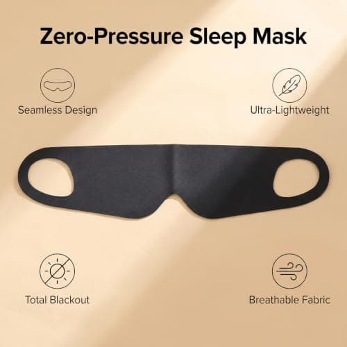 Ear Hanging Sleep Mask, Black Nylon for Side Sleeping — view 3