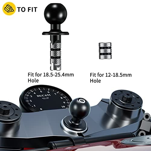 iMESTOU Waterproof Motorcycle Fork Stem Phone Mount Case 1" Ball Bike Phone Holder Anti-Theft with B Size Double Socket Arms Aluminium Ball Base for 5.5"-6.8" Cellphones (L) — view 6