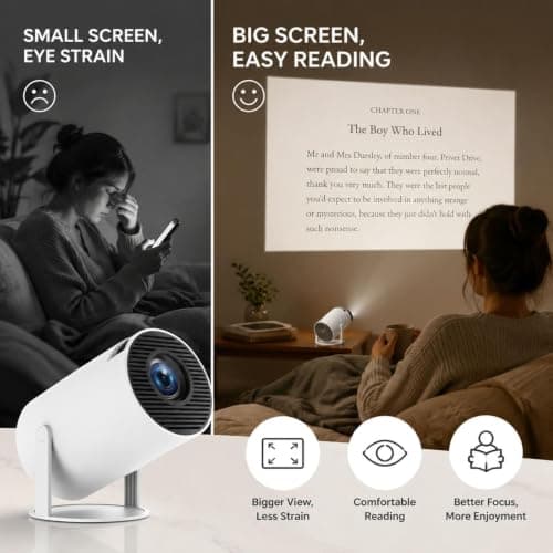 BookCast Smart Projector, Mini Projector for Bedroom Ceiling — view 3