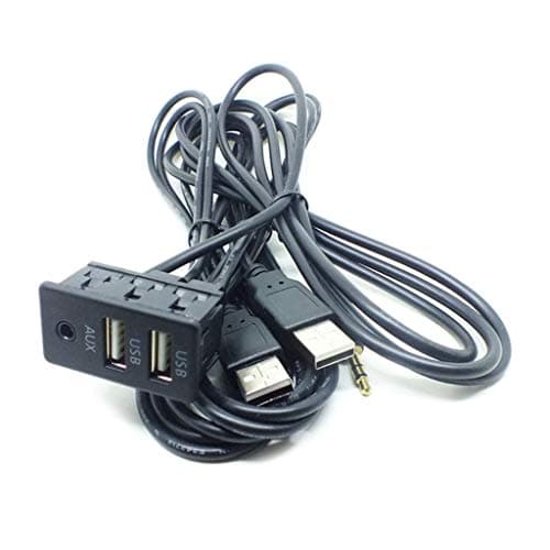 SUCHUANGUANG 1.5M Car Dash Flush Mount AUX USB Port Panel Dual USB Extension Cable Adapter Extension Cable Black Plastic