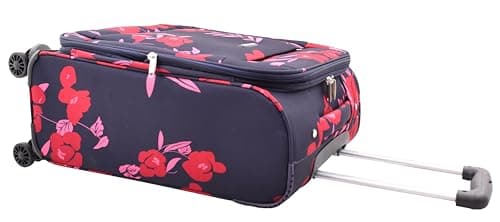 House Of Leather Flower Print 20" Cabin Size Soft 4 Wheel Suitcase Lightweight Expandable Carry on-Board Luggage Navy — view 5