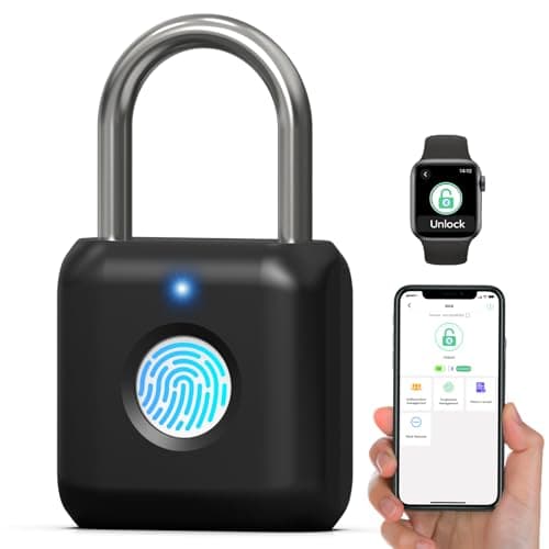 Eseesmart Small Fingerprint Padlock - APP Control,Gym Locker Lock,Keyless USB Charging Smart Lock for Gym Locker, Luggages & Suitcases
