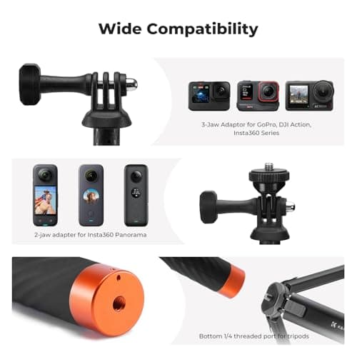 K&F CONCEPT 50"/127cm Carbon Fibre Invisible Selfie Stick for Action Camera — view 5