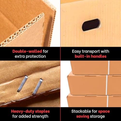 Large Double-Walled Bicycle Carboard Box | Strong Flat-Pack Packaging Box for Moving House | Artwork & Guitar Shipping Box with 2 Handles | Cardboard Bike Carton for Air Travel | Pack of 3 XXL — view 3