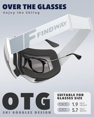 Findway Ski Goggles,Snowboard Goggles for Men Womens Ladies Over Glasses OTG, Magnetic Interchangeable Spherical Lens,Anti-fog 100% UV Protection, Anti-glare Goggles for Skiing Snowboarding — view 5