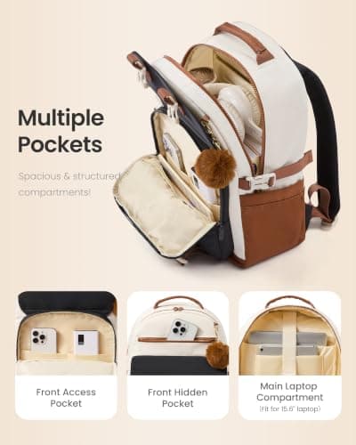 LOVEVOOK School Bags for Teen Girls, 15.6 Inch Work Laptop Backpack — view 3