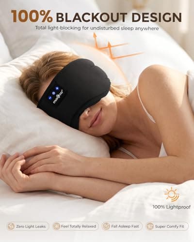 MUSICOZY Cotton Sleep Mask Headphones Side Sleeper Comfort — view 2