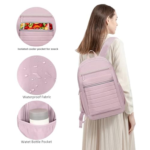 KEOFID Womens Travel Backpack, Back pack Purse for Women, Girls Backpacks, Bookbag for School(Light Pink) — view 5