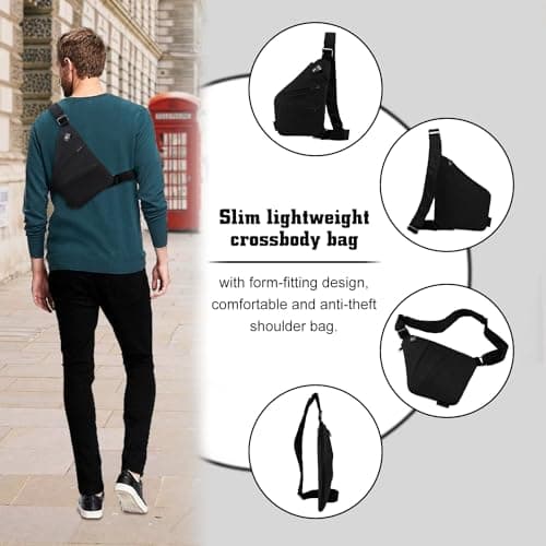 GDOKKNY Anti Theft Crossbody Bag for Women Personal Flex Travel Bag Anti-Theft Cross Body Bag Sling Chest Bag for Men （Black） — view 4