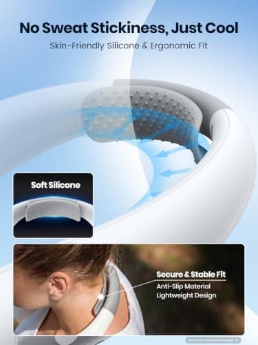 Warmco N1 10000mAh Portable Neck Fan, 30H Runtime for Outdoor Use — view 5