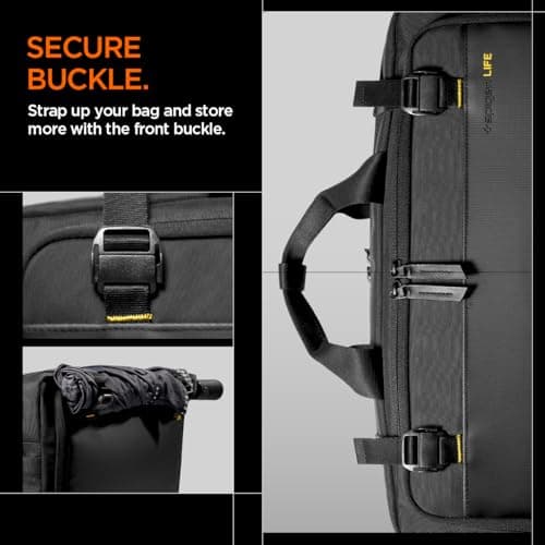 Spigen Life Klasden Laptop Shoulder Bag for Men, Slim 16 inches Laptop Briefcase, Business Travel Office Bag with Crossbody Luggage Strap for MacBook Pro/Air Lenovo, Samsung, HP, Dell and More - Black — view 4