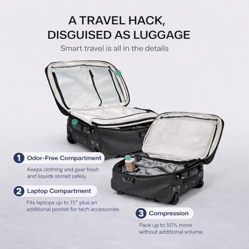 Airback Flex Vacuum Backpack with Wheels Bundle - 16-32L, Carry or Roll, Vacuum Backpack with Pump, Cabin Bag, Lightweight and Expandable Travel Bags, Comfortable and Water-Resistant, Black — view 4