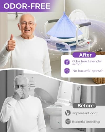 30 Pcs Bedside Commode Liners with Absorbent Pads, Tear-Free Leak-Proof Lavender Scented Commode Bags and Pads, Odor-Free Portable Toilet Liners & Potty Chair Poop Bags for Disposable Adult, Bedpan — view 4