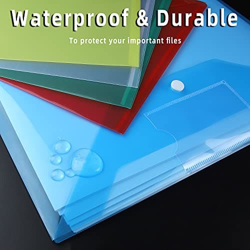 Plastic Wallets A4-30 Pack Plastic Folders Waterproof Document Wallet Files Folder Clear A4 Wallets with Popper Wallet for Home, School, Travel and Office Supplies Storage, Assorted Colours — view 3