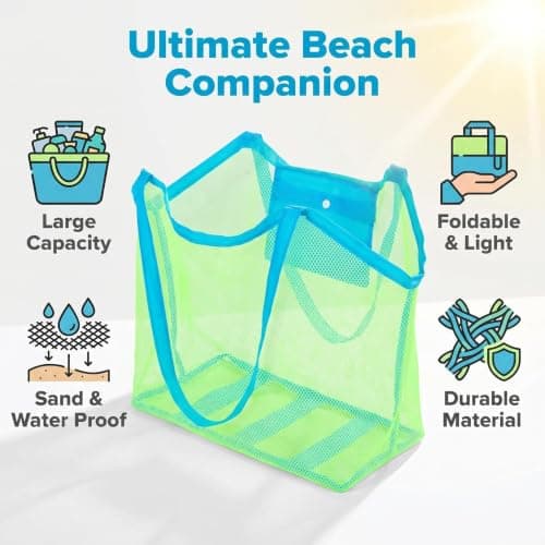Crownflux Large Mesh Beach Bag for Women, Foldable Beach Tote Bag — view 4