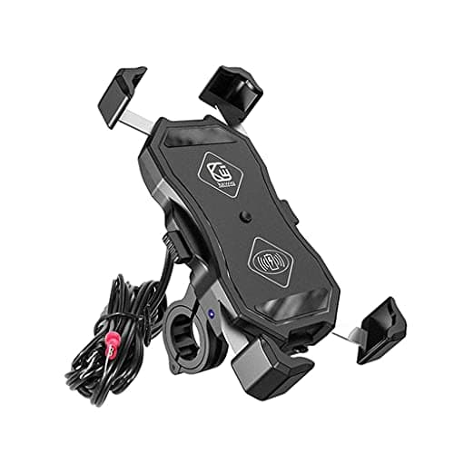 Tuoservo Motorcycle Phone Mount with Wireless and USB Charger 15W Qi Fast Charging Cell Phone Holder for Motorcycle ATV Boat Bike
