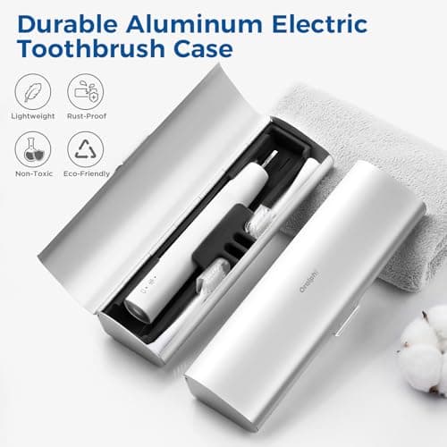 Oralphi Aluminum Electric Toothbrush Travel Case for Oral B/Oral-B Pro/iO/Philips Sonicare 5300 4100 and Most Electric Toothbrush,Portable Toothbrush Holder/Cover for Traveling-Silver — view 2