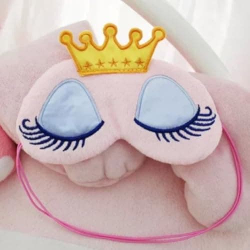 CALLARON Sleeping Eye Mask with Coral Fleece Material, Elastic Strap Pink Cartoon Comfortable Eye Shade to Relax in Total Darkness for Women and Adults for Travel and Afternoon Naps — view 5