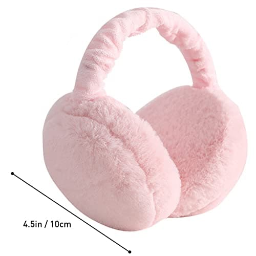 IHCEMIH Ear Muffs, Women Earmuffs Winter Accessories Fluffy Plush Foldable Adults Outdoor Thermal Ear Warmer Skiing Running Ears Covers Protector from Wind Cold Gift for Girls Ladies Pink — view 2