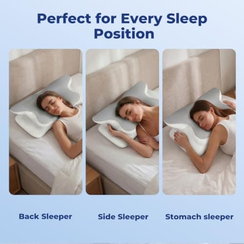 Lavio Cervical Memory Foam Pillow for Neck Pain Relief, Ergonomic Orthopedic Pillow for Side, Back & Stomach Sleepers, Adjustable Height Neck Support Pillow with Breathable Removable Cover (Grey) — view 3