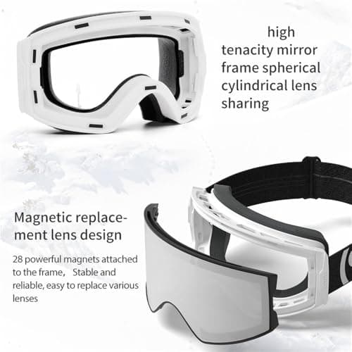 SETNGB 2026 Fashion Magnetic Ski Goggles UV400 Protection Anti-Fog Ski Glasses Men Women Quick-Change Lens Snowboard Goggles,Rose gold,185 * 105mm — view 3